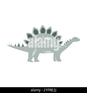 Niedlicher Stegosaurus Dino isoliert auf weiß. Dinosaurier-Symbol. Vektorabbildung Stock Vektor