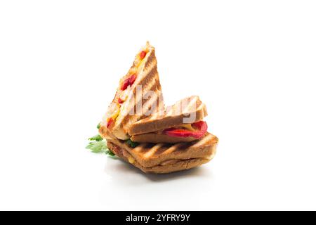 Gegrilltes Bratbrot mit Füllung innen. Stockfoto