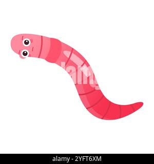 Niedlicher rosa psychedelischer Wurm in seltsamer Position, lustige Made Fischköder Vektor-Illustration Stock Vektor