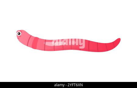 Niedlicher rosa Wurm, der im Gartenboden kriecht, glückliche kleine Regenwurm-Vektor-Illustration Stock Vektor