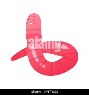 Niedliches rosa glückliches Wurm lachen, Lachen der krabbelnden Regenwurm Vektor-Illustration Stock Vektor