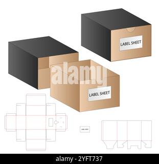 Box Verpackung die cut Template Design. 3d Mock-up Stock Vektor