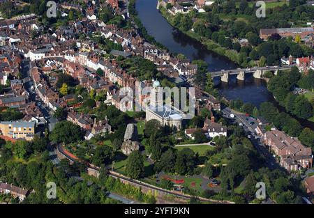 Luftaufnahme von Bridgnorth und dem Fluss Severn 2004 Stockfoto