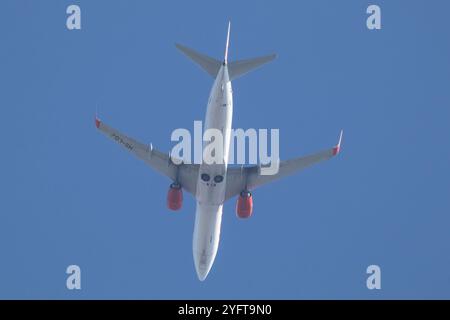 Chiangmai, Thailand - 20. Januar 2024: HS-LGJ Boeing 737-800 der Thai Lionair Airline. Fahren Sie vom Flughafen Chiangmai nach Bangkok. Stockfoto