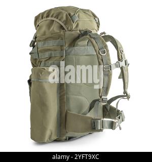 Armee-Rucksack in Khaki. Taktisches Militärpaket. Stockfoto