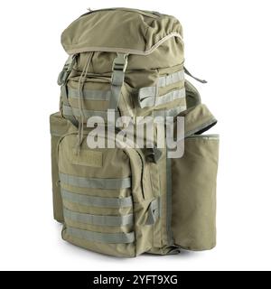 Taktischer Militärrucksack in Khaki Stockfoto