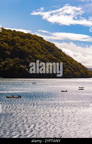 Blick auf den Ashi-See von der Bootstour, Hakone, Japan © Giorgia de Dato Stockfoto