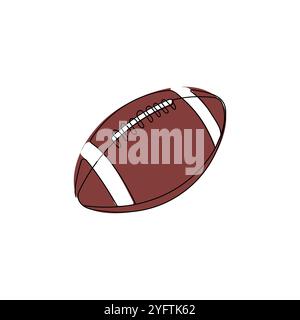 Brauner Ball für american Football. Rugbyball. Sportausrüstung. Strichgrafik Vektor-Illustration. Stock Vektor