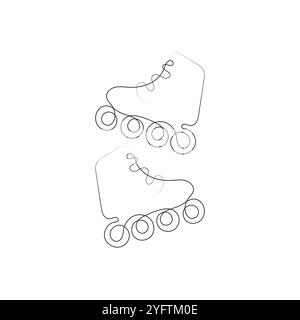 Eine Linienzeichnung von Paar Rollschuhschuhen. Rollschuhlaufen minimalistische schwarze lineare Vektorillustration isoliert auf weißem Hintergrund. Stock Vektor
