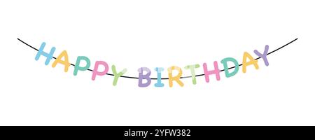 Happy Birthday Girlande Flat Vektor Clipart Stock Vektor