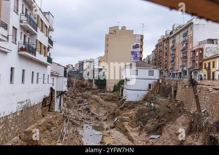 Bilder der Überschwemmung in Valencia (DANA) durch starke örtliche Regenfälle und hydrogeologische Instabilität Stockfoto