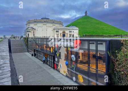 Lion's Mound, Panorama und Eintritt zum Waterloo Memorial 1815, Schlachtfeldmuseum über den Napoleonischen Krieg in Braine-l'Alleud, Wallonien, Belgien Stockfoto