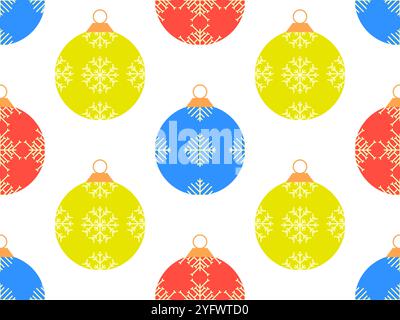 Nahtloses Muster für Weihnachtskugeln. Weihnachtsbaumkugeln sind mit Schneeflocken verziert. Weihnachtsbaumkugeln. Weihnachtsdesign für Verpackungen, Abdeckungen, Stock Vektor
