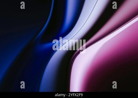 Illustration eines abstrakten Hintergrunds mit 3D blau rosa strukturierten wellenförmigen Formen und Effekten Stockfoto