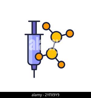 Molekül- und Spritzensymbol mit Umriss Stock Vektor
