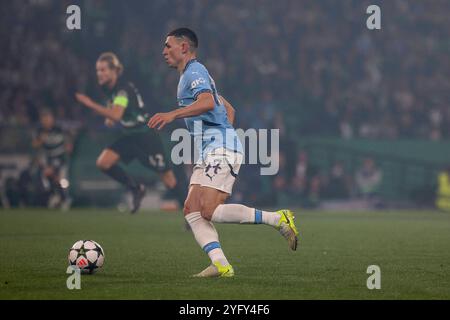 Phil Foden Mittelfeldspieler von Manchester City während des MD4-Spiels der UEFA Champions League 2024/25 zwischen Sporting Clube de Portugal und Manchester City im Estadio Jose Alvalade am 5. November 2024 in Lissabon. UEFA Champions League - Sporting CP vs Manchester City Valter Gouveia/SPP PUBLICATIONxNOTxINxBRAxMEX Copyright: XValterxGouveia/SPPx spp-en-Vago-VG L0872 Stockfoto