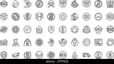 Hochwertige Sammlung von Vektorsymbolen mit editierbarer Kontur. Ideal für professionelle und kreative Projekte. Stock Vektor