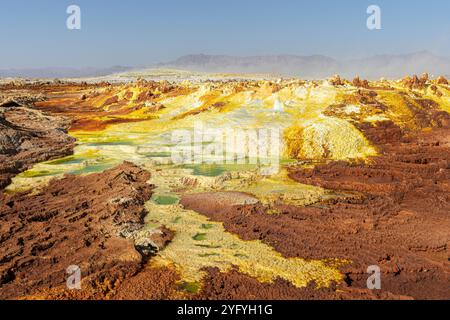 Die surreale Vulkanlandschaft von Dallol in der Danakil-Senke, Äthiopien Stockfoto