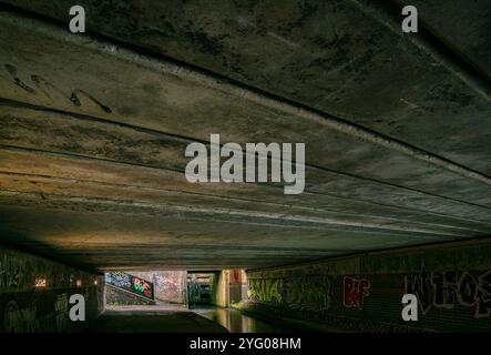 Ashton Canal Towpath Under Alan Turing Way, A6010, Juli 2024: Phillip Roberts Stockfoto