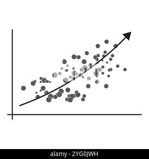 Symbol für Wachstumsdiagramm. Statistische Datengrafik. Abbildung des Aufwärtstrends. Vektorkonzept. Stock Vektor