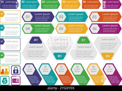 Business-Infografiken, Tags und Symbole werden isoliert auf weißem Hintergrund festgelegt. Vektorabbildung. Stock Vektor