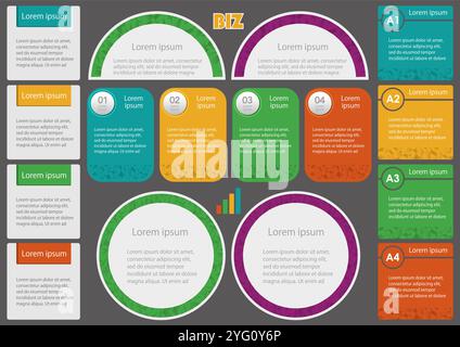 Business-Infografiken, Tags und Symbole werden isoliert auf weißem Hintergrund festgelegt. Vektorabbildung. Stock Vektor