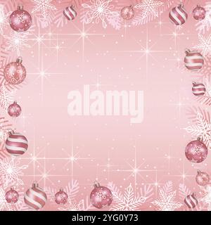Happy Holidays Vector Square Frame Illustration Mit Abstraktem Schneeflocken-Muster Und Text Space. Stock Vektor