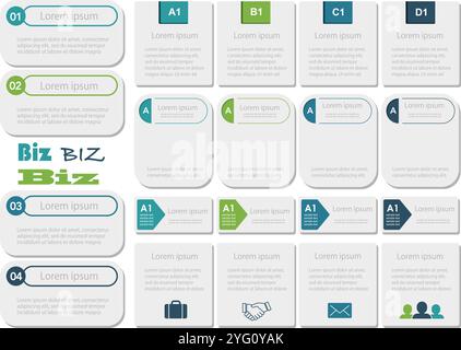 Business-Infografiken, Tags und Symbole werden isoliert auf weißem Hintergrund festgelegt. Vektorabbildung. Stock Vektor