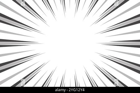Radiallinien des Comicbuchs auf transparentem Hintergrund. Manga Speed Frames, Superhelden Action. Schwarz-weiß Vektor-Retro-Illustration Stock Vektor