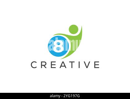 Kreatives und innovatives Design mit Nummer acht und man-Logo. ECO man-Logo Stock Vektor