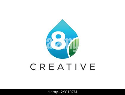 Kreatives und innovatives Nr.Acht- und Tropfenblatt-Logo. ECO Drop-Logo Stock Vektor