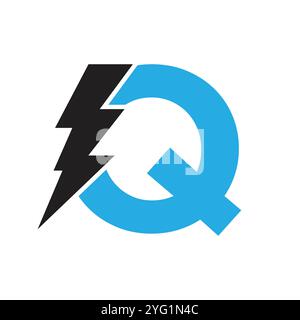 Buchstabe Q für elektrische Logokombination mit Lightning Thunder Bolt-Symbol. Power-Logo-Design Stock Vektor