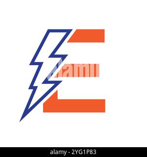 Buchstabe E für elektrische Logokombination mit Lightning Thunder Bolt-Symbol. Power-Logo-Design Stock Vektor