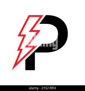 Buchstabe P für elektrische Logokombination mit Lightning Thunder Bolt-Symbol. Power-Logo-Design Stock Vektor