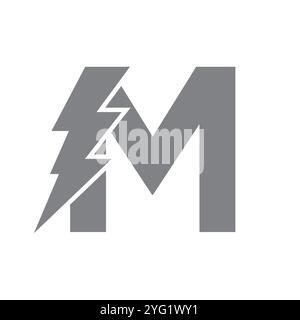 Buchstabe M für elektrische Logokombination mit Lightning Thunder Bolt-Symbol. Power-Logo-Design Stock Vektor