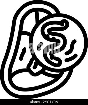 Helminth Fleisch Parasiten Linie Symbol Vektor Illustration Stock Vektor