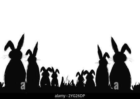 Hasen Silhouette Set. Bunny-Symbole. Haare-Silhouette. Symbol für landwirtschaftliche Tiere Stockfoto