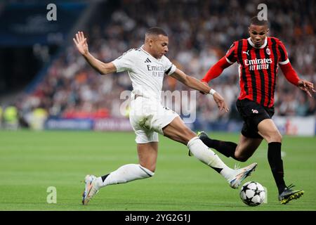 Madrid, Spanien. November 2024. Kylian Mbappe von Real Madrid im Spiel der UEFA-Meisterliga 2024/25 zwischen Real Madrid und AC Milan im Santiago Bernabeu Stadion. Endergebnis Real Madrid 1;3 AC Milan (Foto: Guillermo Martinez/SOPA Images/SIPA USA) Credit: SIPA USA/Alamy Live News Stockfoto