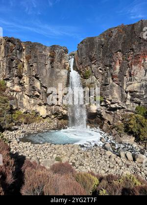 Wasserfall an der Taranaki Falls Route auf Nordinsel Neuseeland, in der Nähe von Ohakune und Mount Ruapehu. Tolle Tageswanderung und Reiseziel für Wochenendausflüge. Stockfoto