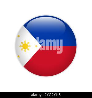 Philippinische Flagge auf dem Knopf Stock Vektor