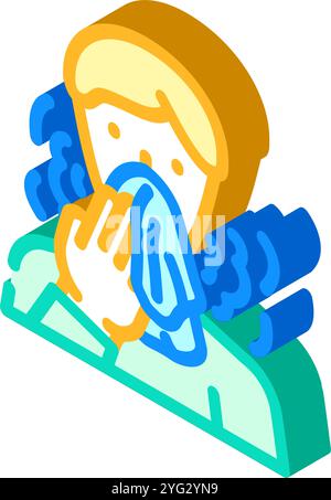 Husten Niesen Krankheit Symptom isometrische Icon Vektor Illustration Stock Vektor
