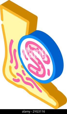 Isometrische Ikonenvektorgrafik des Hakenwurm-Parasiten Stock Vektor