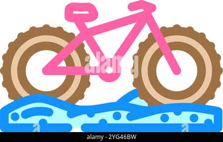 FAT Biking Winter Farbe Symbol Vektor Illustration Stock Vektor