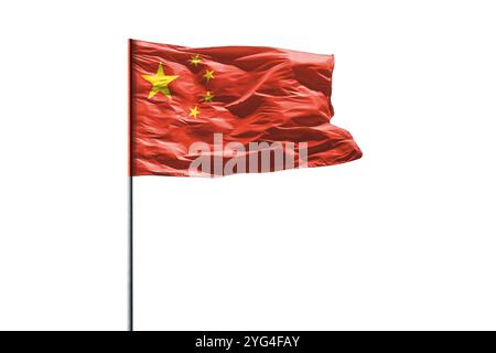 Flagge von China isoliert auf weißem Hintergrund Stockfoto