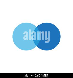 Symbol für überlappende Kreise. Abbildung der Farbmischung. Einfaches Venn-Diagramm. Vektorgrafik. Stock Vektor