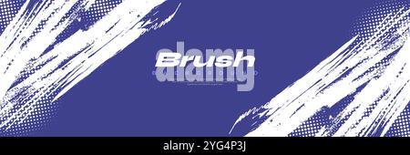 Abstrakter Hintergrund mit blauer und weißer Pinselstruktur und Rastereffekt. Grunge Sport Hintergrund, für Banner oder Poster Design Elemente Stock Vektor