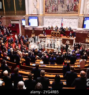 Paris, Frankreich. November 2024. Die Sitzung der Anfragen an die Regierung in der Nationalversammlung in Paris am 5. November 2024. Foto: Karim Ait Adjedjou/ABACAPRESS. COM Credit: Abaca Press/Alamy Live News Stockfoto