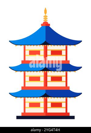 Pagode-Tempel: Modernes, flaches Design, Einzelbild Stock Vektor
