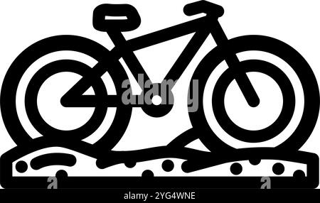 FAT Biking Winter Linie Symbol Vektor Illustration Stock Vektor