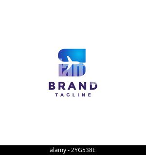 Einfacher Buchstabe S mit Flugzeugsilhouette-Logo. Flugzeugsymbol im Design des Buchstaben S-Logos. Stock Vektor
